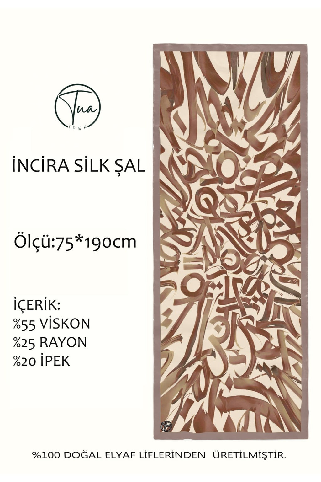 Organic İNCİRA DUT İPEĞİ/VİSCOSE ŞAL - Hat Desenli - görsel 2