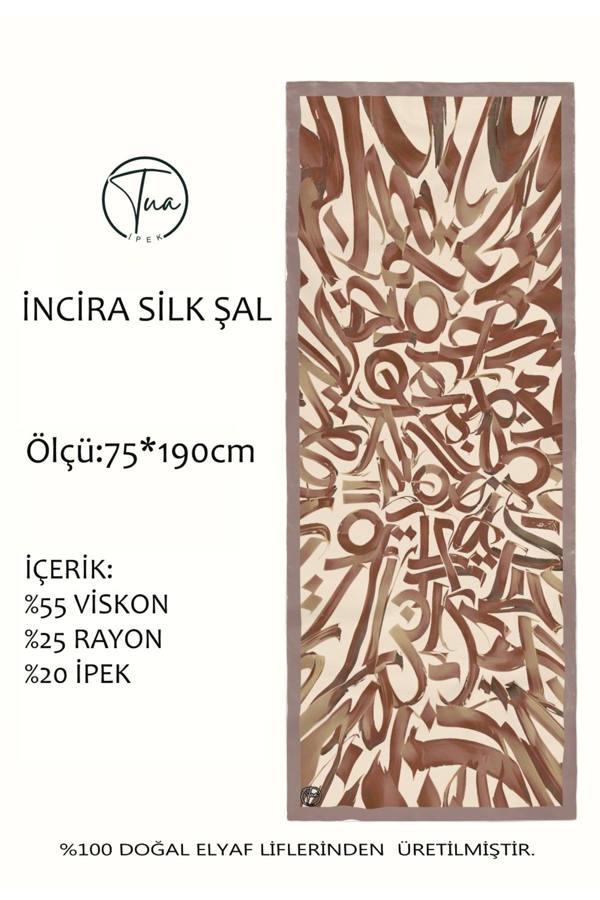Organic İNCİRA DUT İPEĞİ/VİSCOSE ŞAL - Hat Desenli - görsel 2