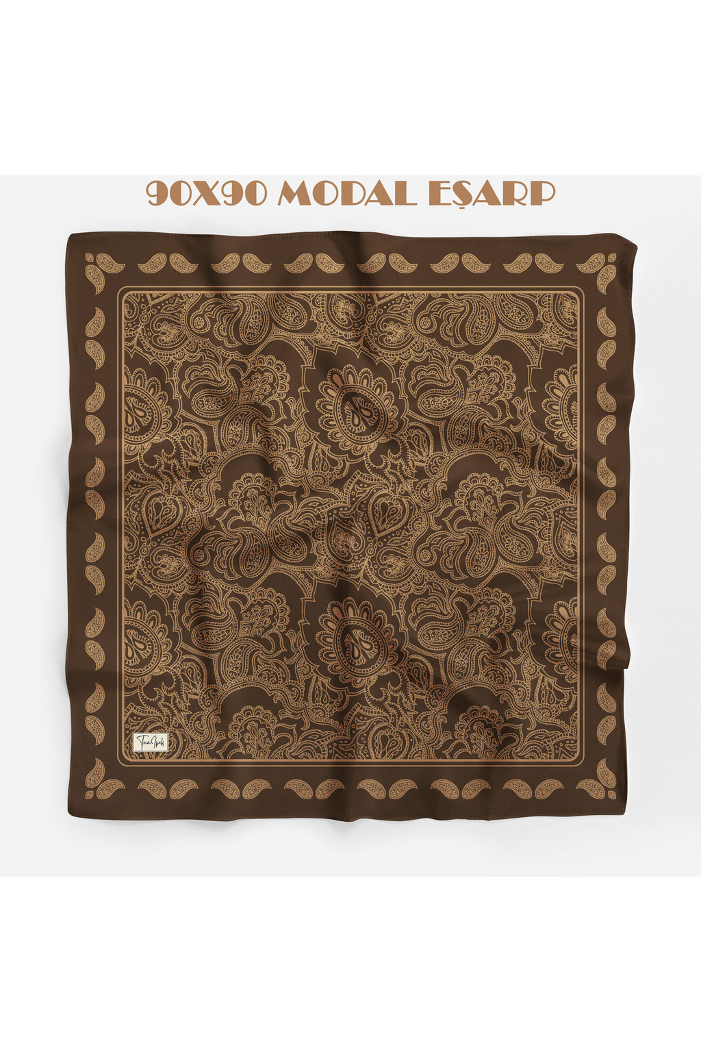 Lumivera Desen 94X94cm Viskon Modal Eşarp - Acı-Kahve