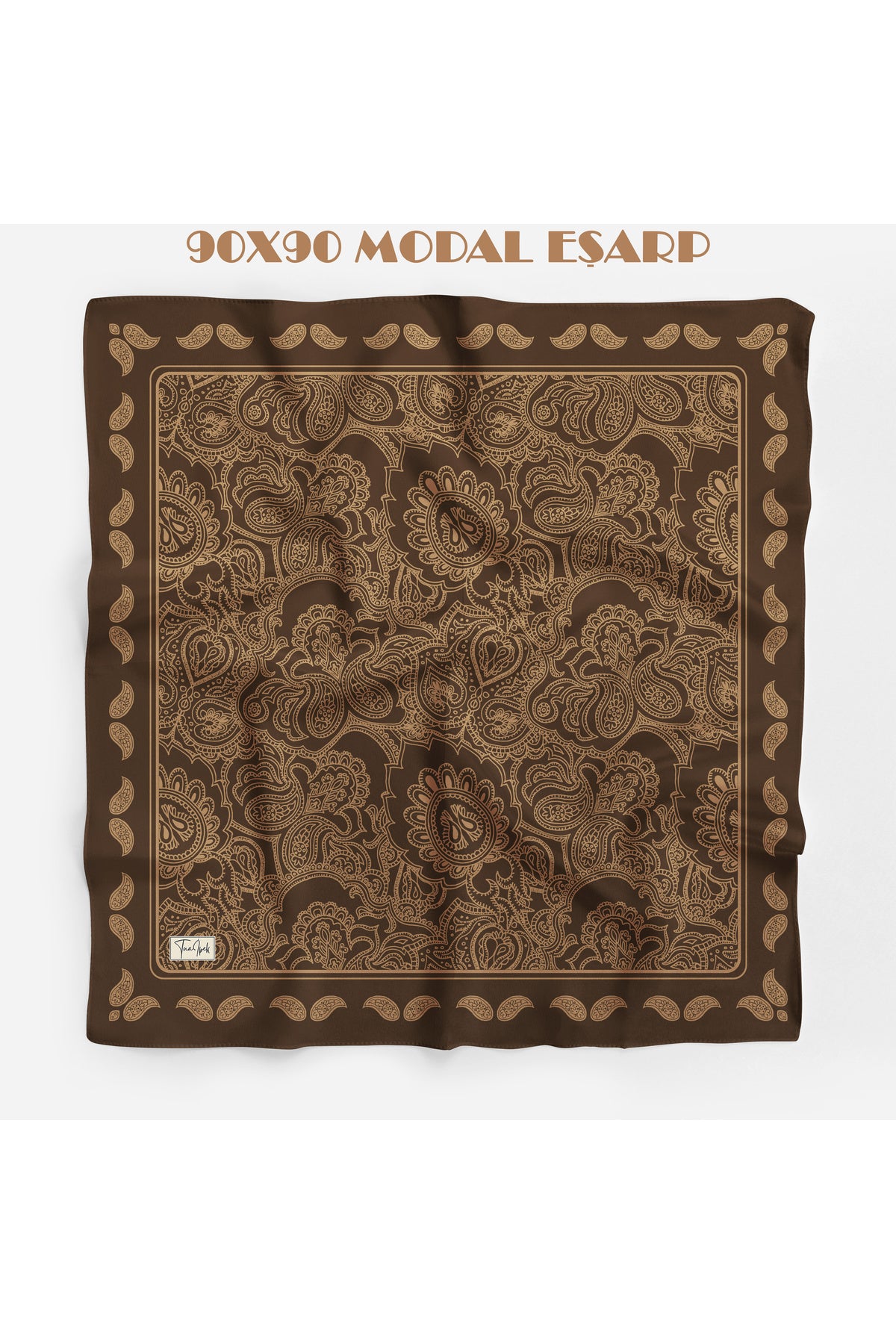 Lumivera Desen 94X94cm Viskon Modal Eşarp - Acı-Kahve