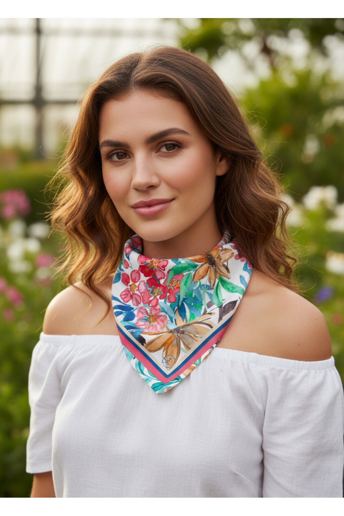 Kırmızı Mavi Yaprak Desen 70*70cm Bandana/Fular - görsel 3