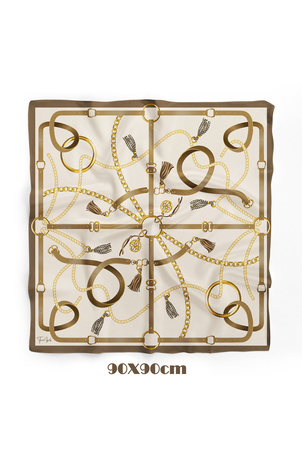 ROYAL BEJ Desen 90X90cm Eşarp/Fular - görsel 2