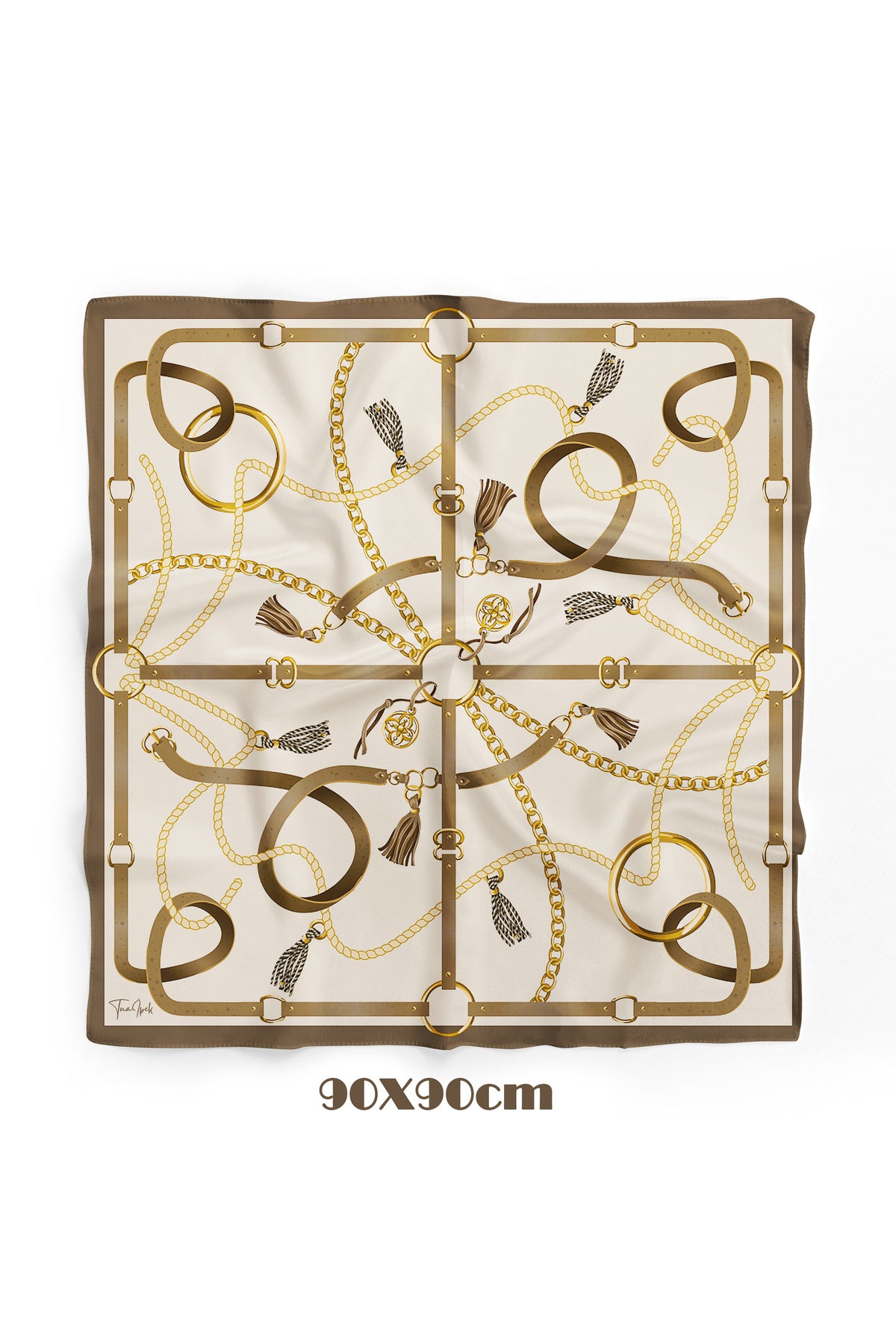 ROYAL BEJ Desen 90X90cm Eşarp/Fular - görsel 2