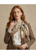 HORSE İCONS Scarf Desen 90X90cm Eşarp/Fular - Kahverengi-Taba