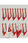 10’lu Paket 23 Nisan Temalı Desen Kravat/Fular - Çok Renkli