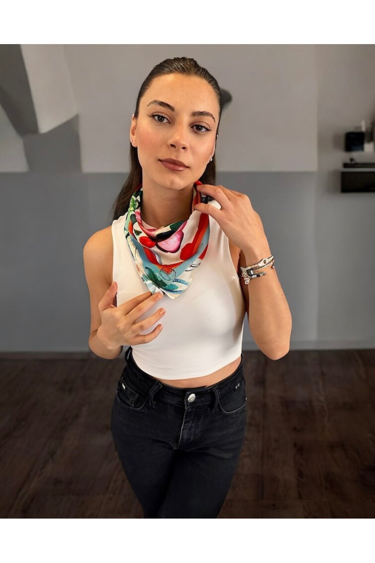 YAZ ÇİÇEĞİ Desen Bandana/Fular - görsel 5