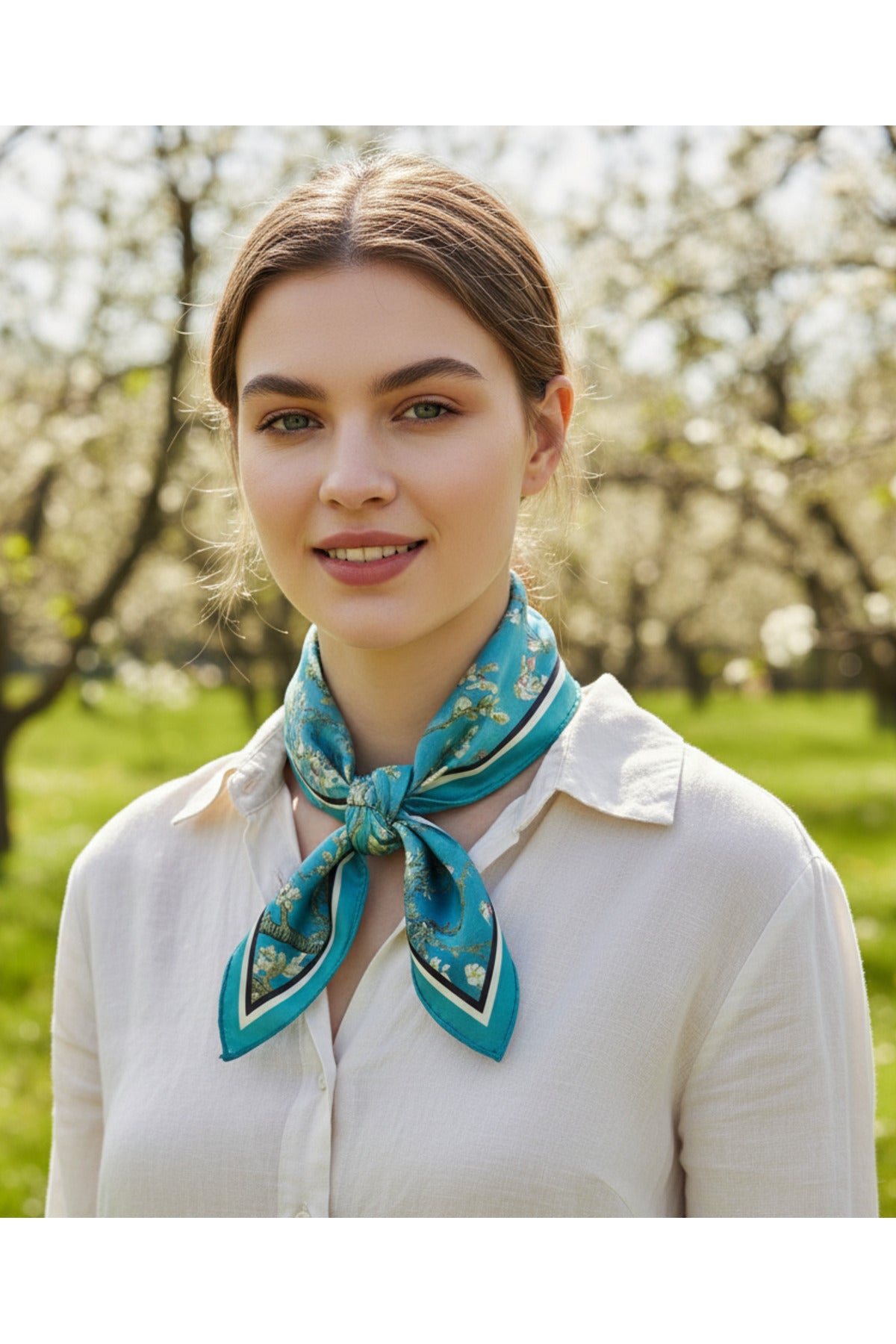 Blue Blossom Desen 70*70cm Bandana/Fular - görsel 2