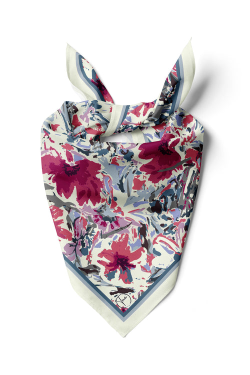 BLUE AND PINK FLOWER Desen Bandana/Fular - Çok Renkli