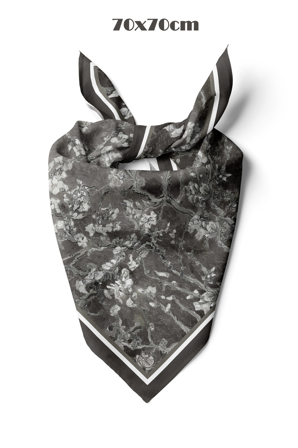 GREY BLOSSOM Desen 70*70cm Bandana/Fular - görsel 2