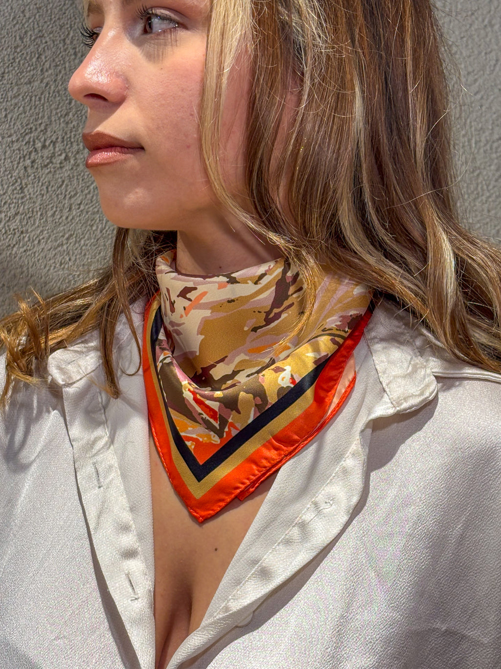 ORANGE FLOWER Desen Bandana/Fular