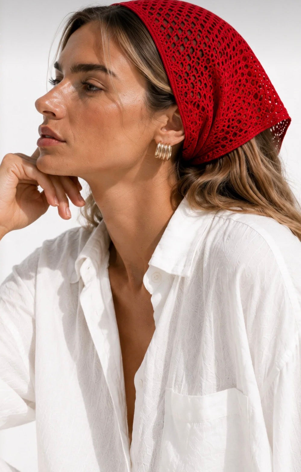 Bohem Fileli Örgü Kadın Bandana Yazlık Delikli Triko Saç Bandanası Plaj Uyumlu