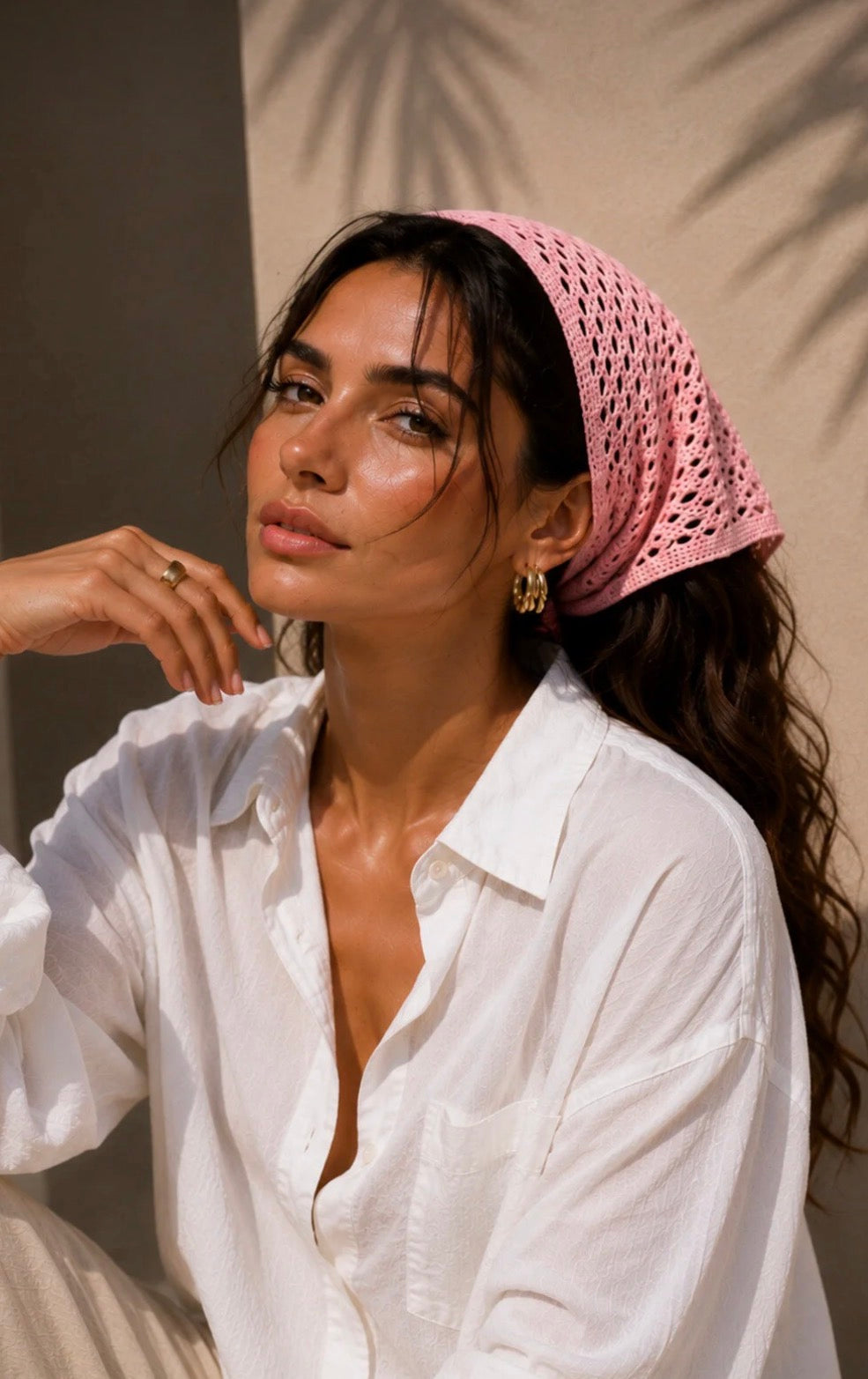 Bohem Fileli Örgü Kadın Bandana Yazlık Delikli Triko Saç Bandanası Plaj Uyumlu