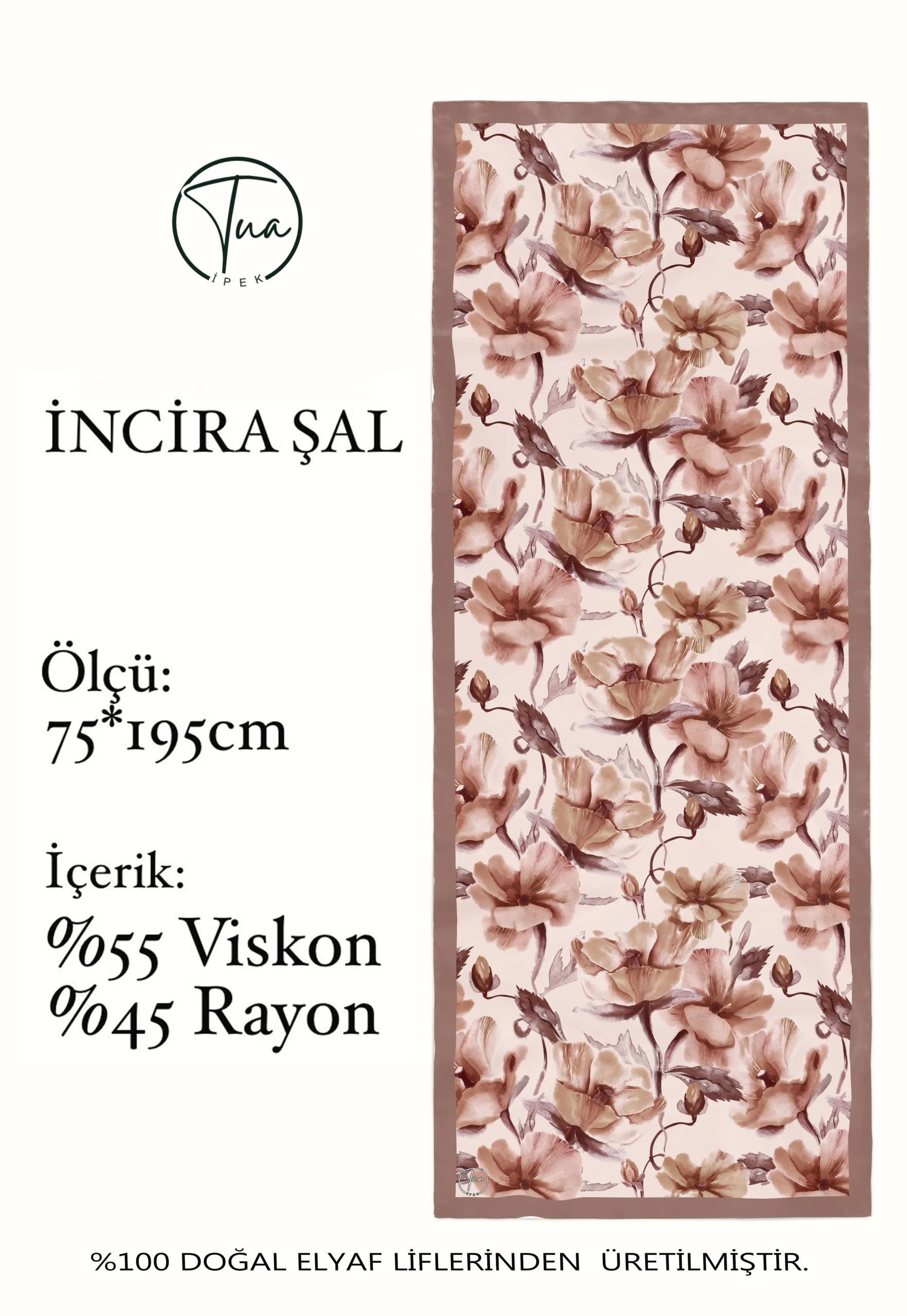 TU0318-V25-mcp İncira Viscose İpeği Şal - TU0318 - V25 - Görsel 1