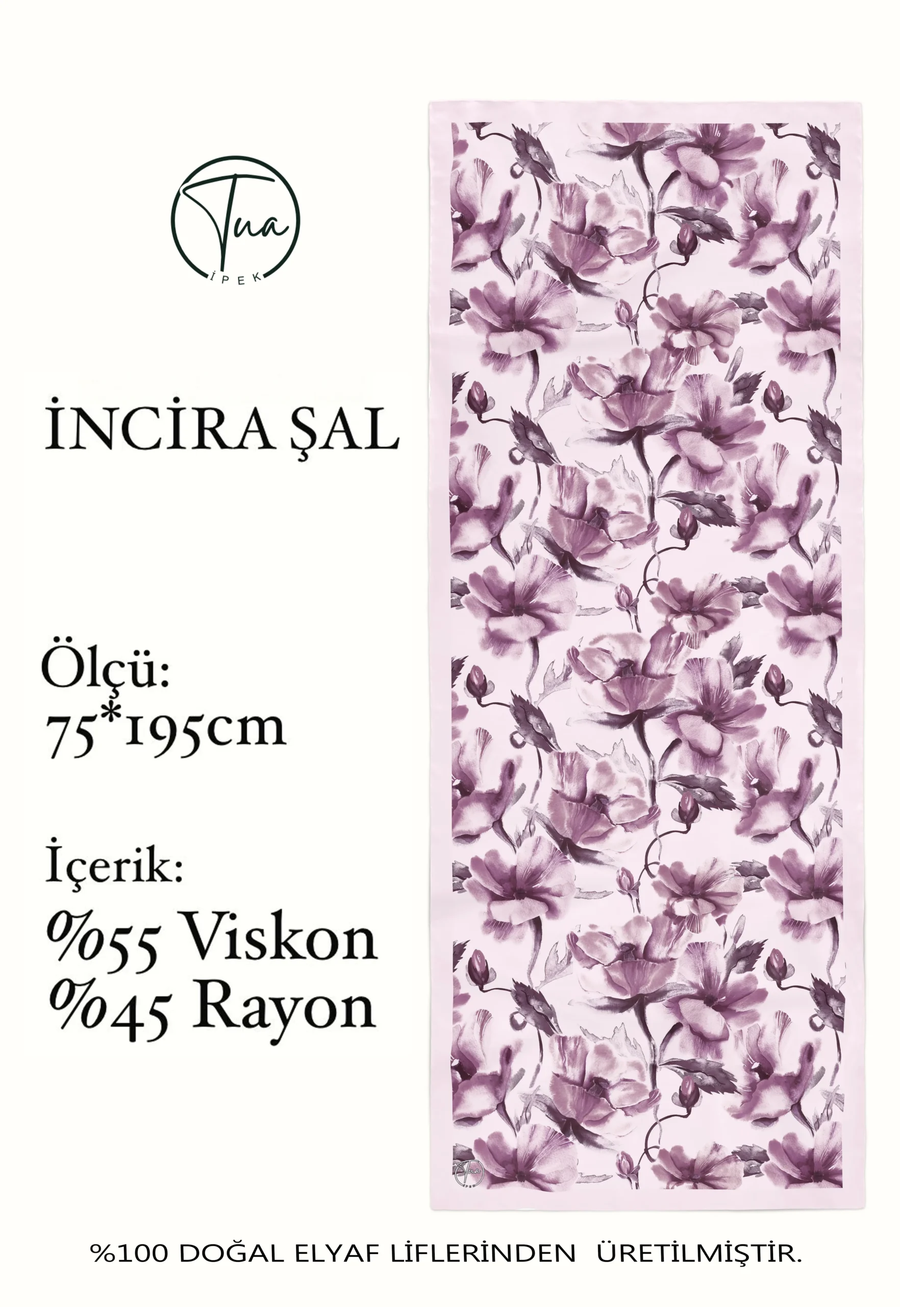 TU0318-V3mcp İncira Viscose İpeği Şal - TU0318 - V3 - Görsel 1