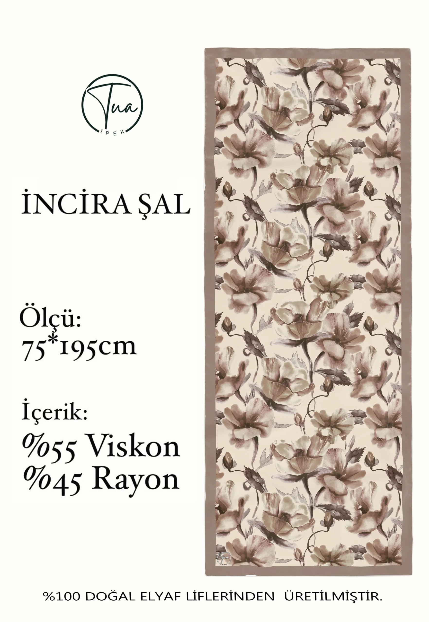 TU0318-V4mcp İncira Viscose İpeği Şal - TU0318 - V4 - Görsel 1
