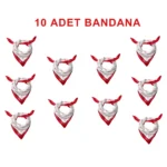 10'Lu Paket K.Atatürk İmza Desen Bandana/Fular - TU4113 - 10 Adet