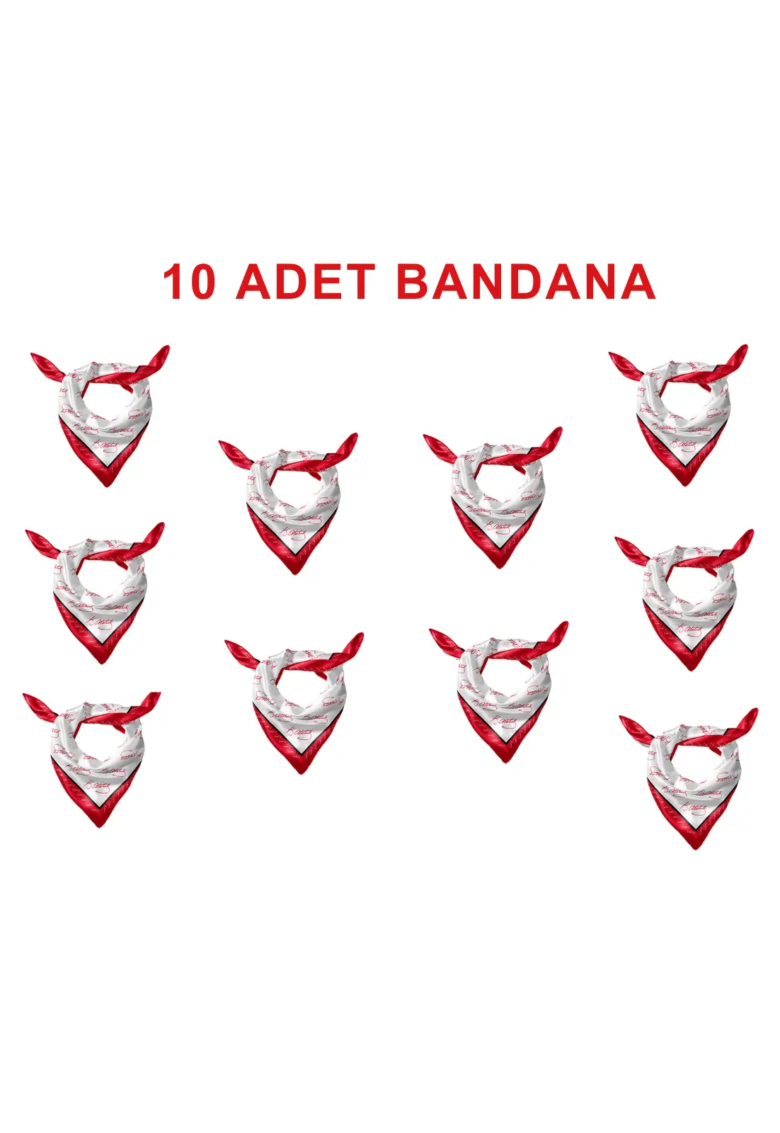 4113 (1) 10'Lu Paket K.Atatürk İmza Desen Bandana/Fular - TU4113 - 10 Adet - Görsel 1