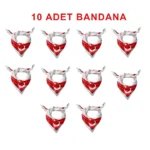 K.Atatürk İmzalı Türk Bayrağı Desen Bandana/Fular - TU4115 - 10 Adet
