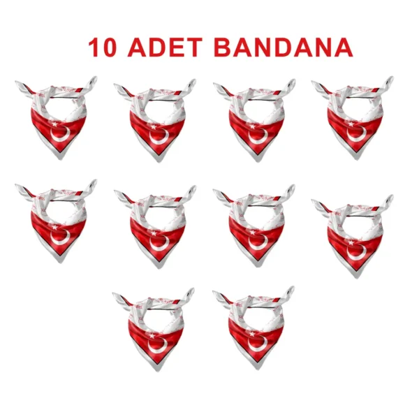 K.Atatürk İmzalı Türk Bayrağı Desen Bandana/Fular - TU4115 - 10 Adet