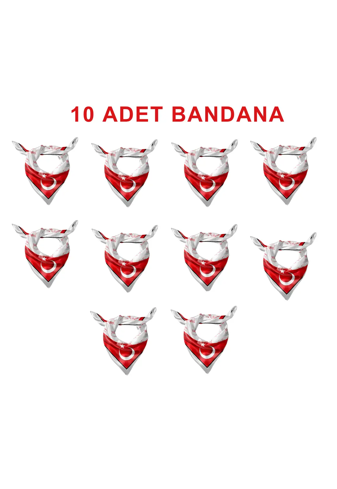 4115 (1) K.Atatürk İmzalı Türk Bayrağı Desen Bandana/Fular - TU4115 - 10 Adet - Görsel 1